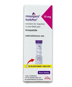 Mounjaro 10mg injection pen by Eli Lilly, single-use prefilled injector for weight management and type 2 diabetes treatment. Calpe Pharmacy Gibraltar.